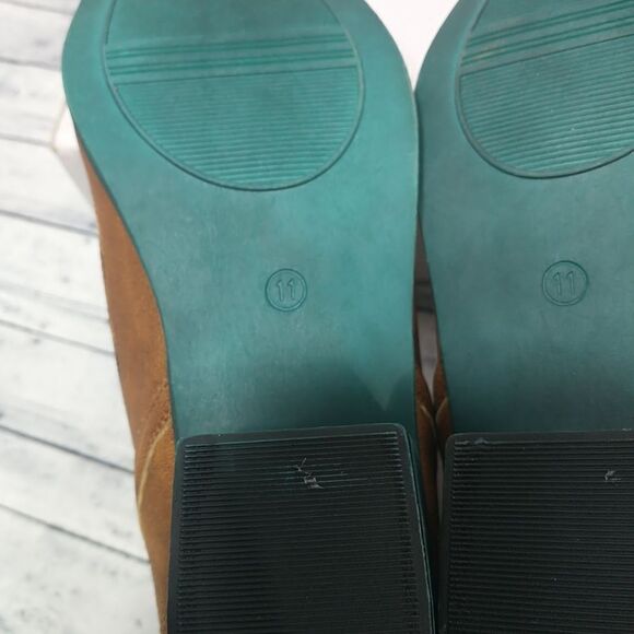 Jolimall Women SZ 11 Split Ankle Boot Cognac with Teal Soles Stitch Western . - Picture 8 of 10